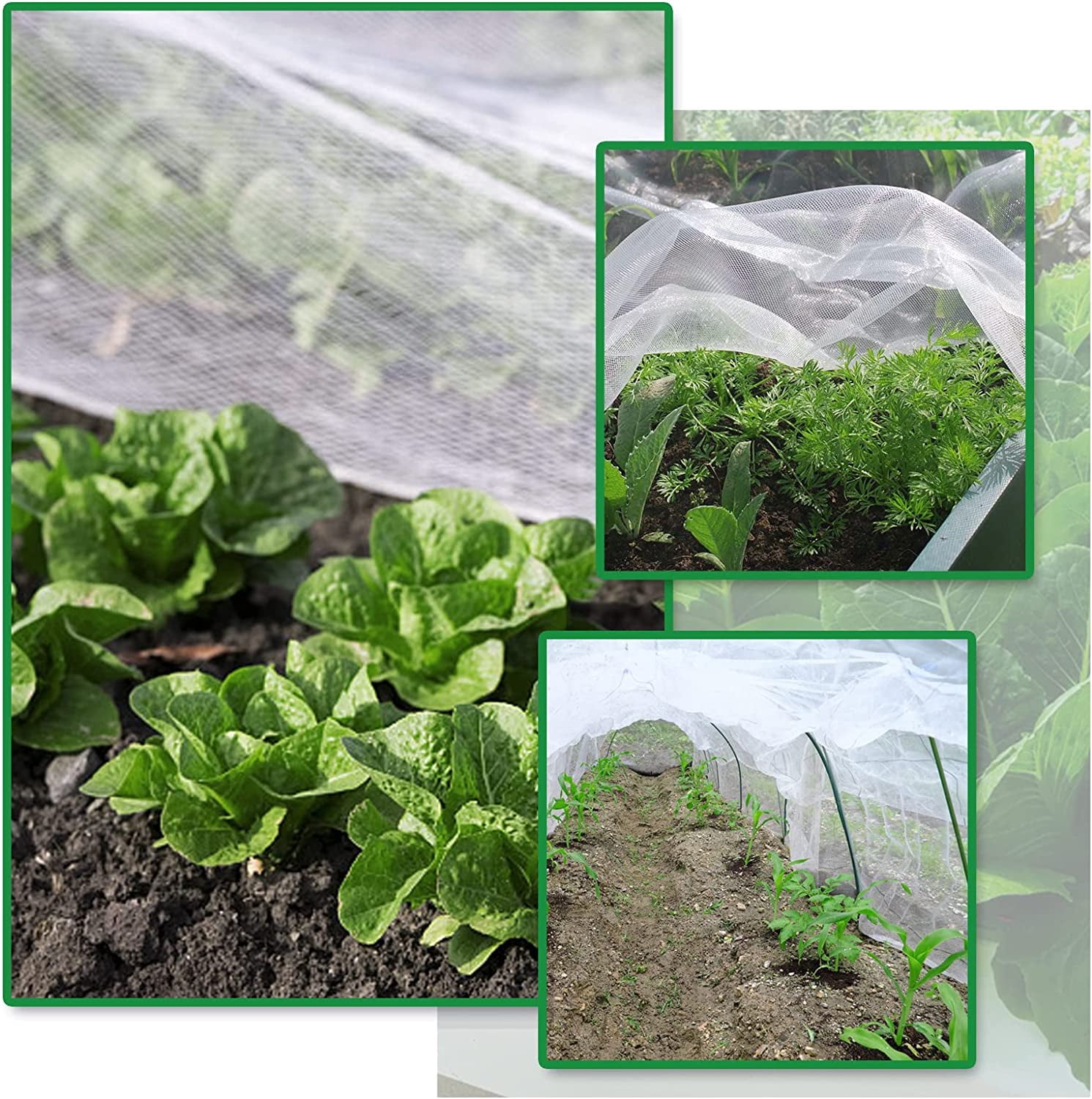 3 Pack Garden Netting 8x25FT Ultra Fine Mesh Mosquito Netting Plant Covers, White Bird Netting Barrier Greenhouse Row Cover Protect Fruits Flower Vegetables from Birds Deer & Squirrels