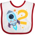thumbnail image 3 of Inktastic Rocket Space Ship Happy Second Birthday Boys or Girls Baby Bib, 3 of 4