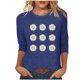 thumbnail image 1 of Tops de Cuello Redondo para las Mujeres Moda Impresa 3/4 Mangas Blusa Casual Top, Estante de Imitación, 1 of 5