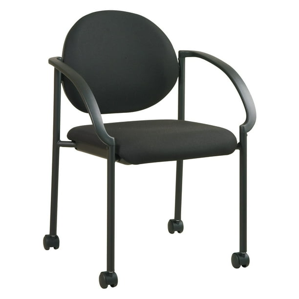 Office Star Products Stack Chairs with Casters, Arms,Padded Seat and