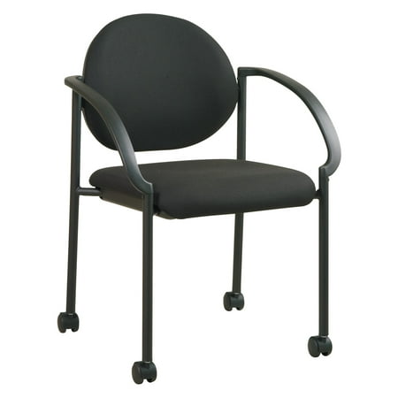Stack Chairs with Casters and Arms, Black