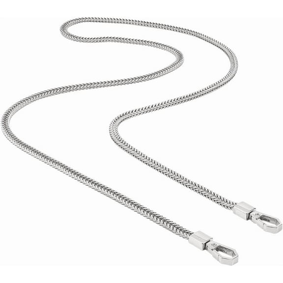 47.2" Snake Bag Chains Silver Bag Chain Strap Replacement 7mm Wide Flat Chain Strap with Alloy Swivel Clasps Metal Chains for Wallet Clutch Satchel Tote Crossbody Bag
