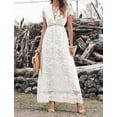 thumbnail image 1 of Robe Maxi en Dentelle Blanche à Col en V pour Femme, 1 of 11