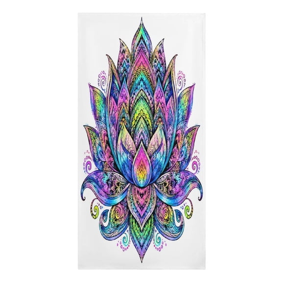 RKSupls Rainbow Mandala Flower Microfiber Beach Towel Absorbent Compact Towels for Swimming Pool Beach Travel Things for Vacation Essentials Adult Gift,61.4×30.3Inch