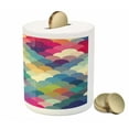 thumbnail image 3 of Abstract Piggy Bank, Colorful Retro Style Scales Inspired Wave Pattern Overlapping Circles Dots Tile, Ceramic Coin Bank Money Box for Cash Saving, 3.6" X 3.2", Multicolor, by Ambesonne, 3 of 4