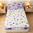 thumbnail image 4 of Erosebridal Cartoon Witch Ghost Zipper Twin Comforter Sets with Fitted Sheet and 2 Pillowcases, Halloween Pumpkin Zipper Bedding Set for Boys Girls, Lavender White, Halloween Reversible, 4 of 7