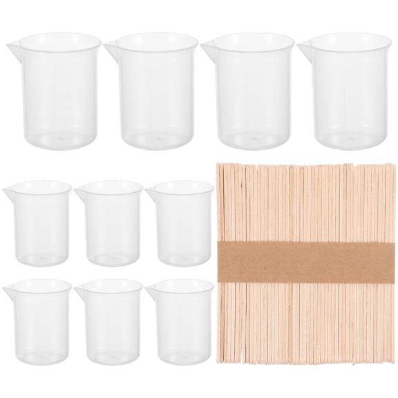 FELTECHELECTR 1Set Durable Silicone Measuring Cups for Resin with Wooden Sticks for DIY Jewelry