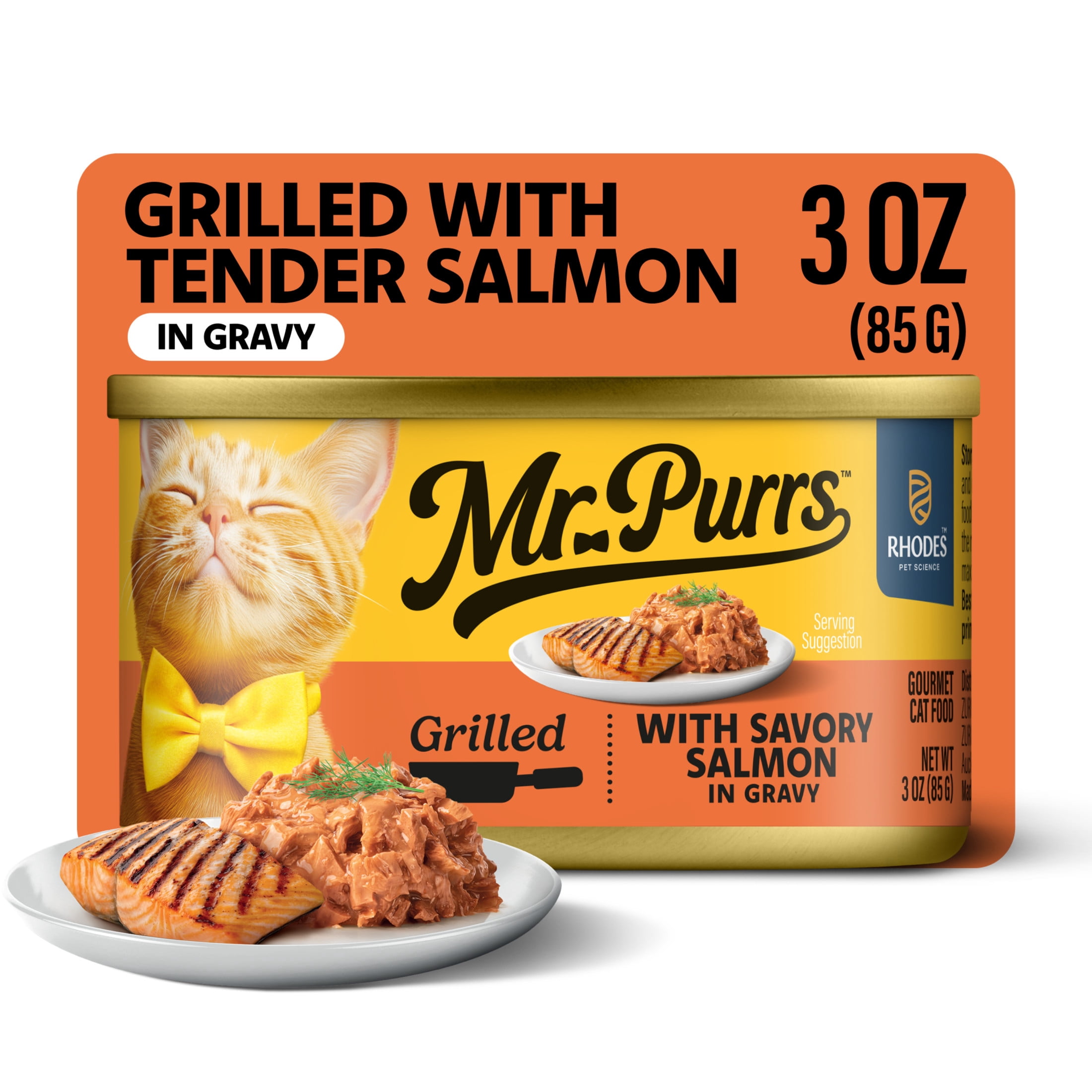 (6 pack) Mr Purrs Savory Salmon Grilled in Gravy Wet Cat Food, 3 oz Can
