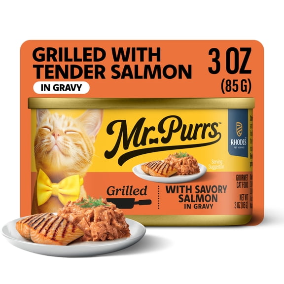 Mr Purrs Grilled Savory Salmon in Gravy, Wet Cat Food, 3 oz Can