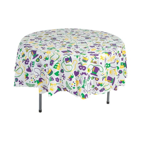 Mardi Gras Round Tablecover Plastic - Party Supplies - 1 Piece