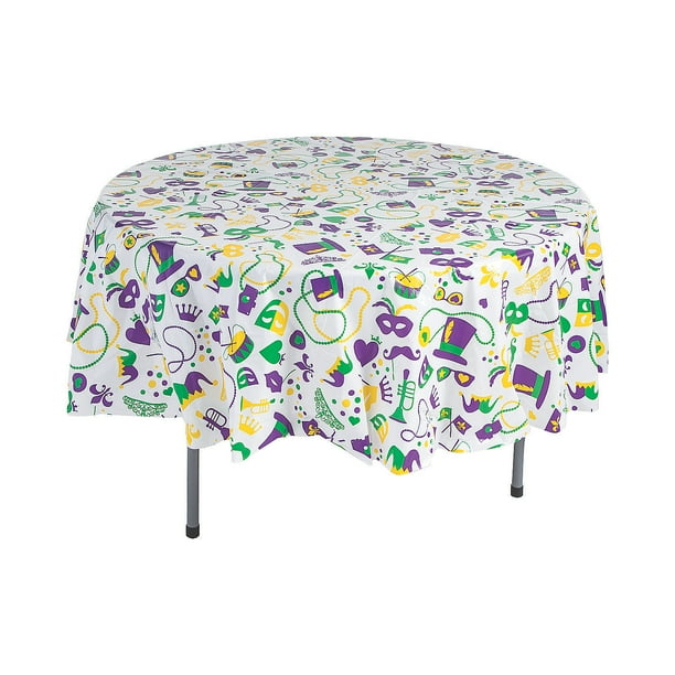 Mardi Gras Round Tablecover Plastic Party Supplies 1 Piece
