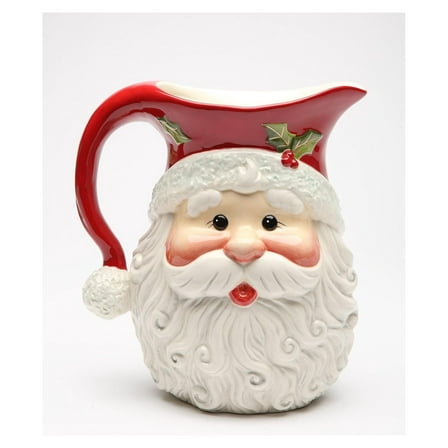10636DB Fine Ceramic I Believe: Christmas Santa Pitcher, 8"H