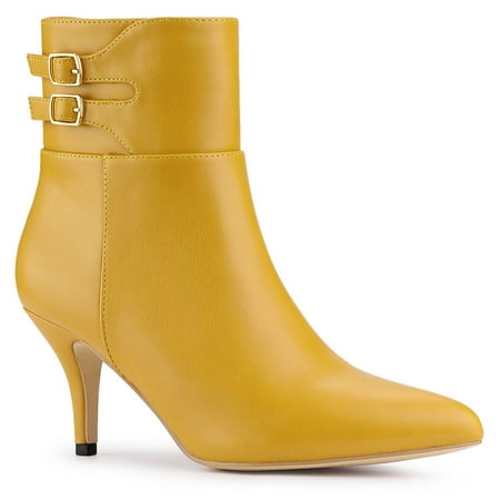 

Allegra K Women s Pointy Toe Buckle Stiletto Heels Ankle Boots