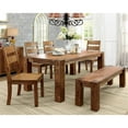 thumbnail image 3 of Furniture of America Rowlie Rustic Wood Dining Bench in Dark Oak, 3 of 4