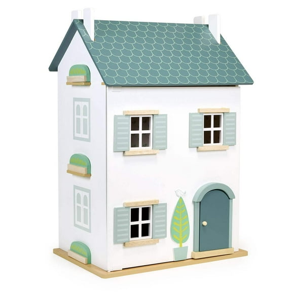 Mentari Toys - Willow Dolls House - Beautiful Mid-Sized Wooden Style Doll House - Miniature Play - Encourages Role-Play and Story Invention - Age 3 