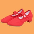 thumbnail image 2 of Red Ladies Latin Dance Shoes With Rubber Soles For Adult Practice Roomy Fit With Mid Heel For Fall And Winter Style Shoes Perfect For Home And Outdoor, 2 of 7