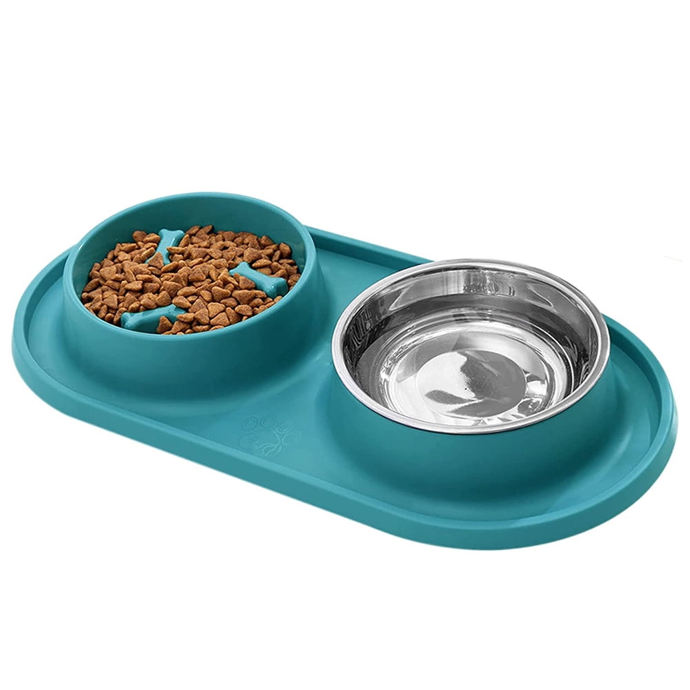 Dogs Feeder Bowl Pet Bowls With Steel Water For Puppy, Green 【SALE／57OFF】