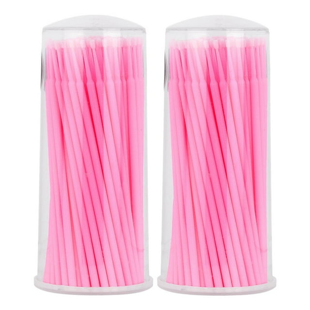 200 Pcs Brosses Micro Jetables Applicateurs Baguettes de Mascara pour Extensions de Cils, Couleur Rose