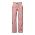 thumbnail image 2 of Cargo Pants for Girls Wide Leg High Waist Parachute Pants with Pockets & Drawstrings (Pink 7-8 Years), 2 of 6
