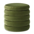 thumbnail image 3 of 19" Oversized Round Storage In Olive Velvet - Solid Birchwood And Plywood Frame With Foam Cushion Hidden Compartment For Extra , Performance & Medium Firm, 3 of 3