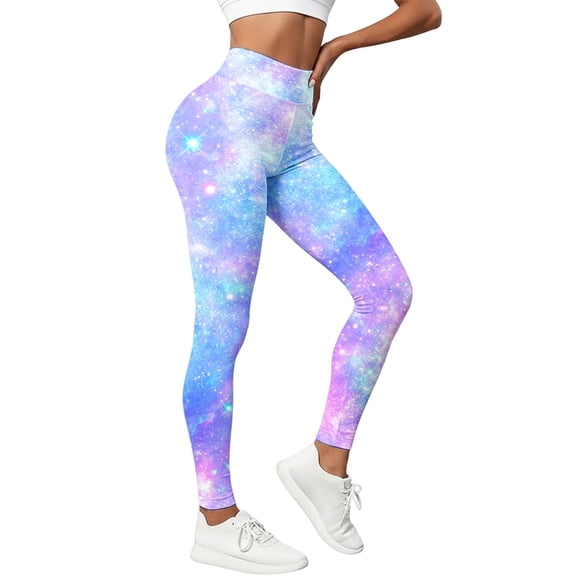 Womens Leggings High Waist with Celestial Print Stretchy Soft Comfy Workout Running Tummy Control Pants for Yoga Running