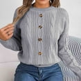 thumbnail image 4 of Lovskoo 2024 Sweaters for Women Trendy Pullover Long Sleeve Round-Neck Blouse Knit Tops Gray, 4 of 6