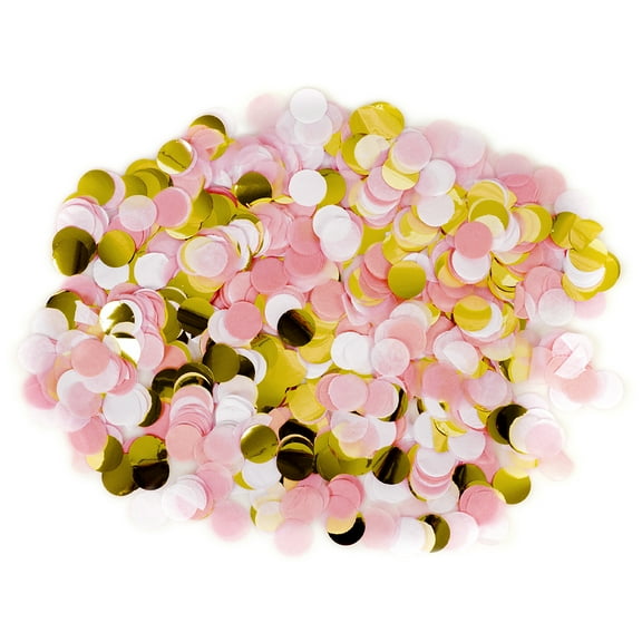 Koyal Wholesale Tissue Paper Confetti 1-Inch Circles, Blush Pink, White, Gold In Bulk 5.3oz Pack, Elephant, Pretty Pink