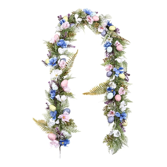 Easter Wreath with Easter Egg & Vines - 6FT Spring Door Wall Hanging Decoration for Home, Party Seasonal Ornament