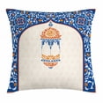 thumbnail image 1 of Lantern Throw Pillow Cushion Cover, Islamic Celebration Eid Mubarak Ancient Art Style Oriental Religion Print, Decorative Square Accent Pillow Case, 16 X 16 Inches, Blue White Orange, by Ambesonne, 1 of 2