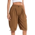 thumbnail image 3 of Taqqpue Womens Bermada Shorts Straight Wide Leg Shorts Ladies' Summer Casual Solid Color Five Quarter Belt Pocket Plus Size Shorts for Women, 3 of 9