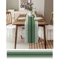 thumbnail image 3 of nqOlkjepod Sage Green Ombre Stripe Table Runner 48 Inches Long Farmhouse Dress Scarves, Farmhouse Striped Gradient Dining Tablerunner for Coffee Table/Kitchen Island/Party Décor, 13" x 48", 3 of 8