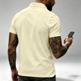 thumbnail image 5 of Hearthz Big and Tall Polo Shirts for Men 3 Button Placket Lapel Collar Men Short Sleeve Shirt Business Casual Golf Polo Shirts for Men Athletic T Shirts Beige XXL, 5 of 6