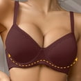 thumbnail image 2 of YUGYXL Women's Lace Trim Push Up Underwire Bra Comfortable High Support Padded Everyday Bras Wine, 2 of 3