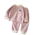 thumbnail image 2 of Chibenne Children's Girls Boys Fuzzy Outfits, Winter Clothes, Kids Fleece Long Sleeve Crewneck Tops and Pants 2-Piece Set Size 5T, 2 of 3