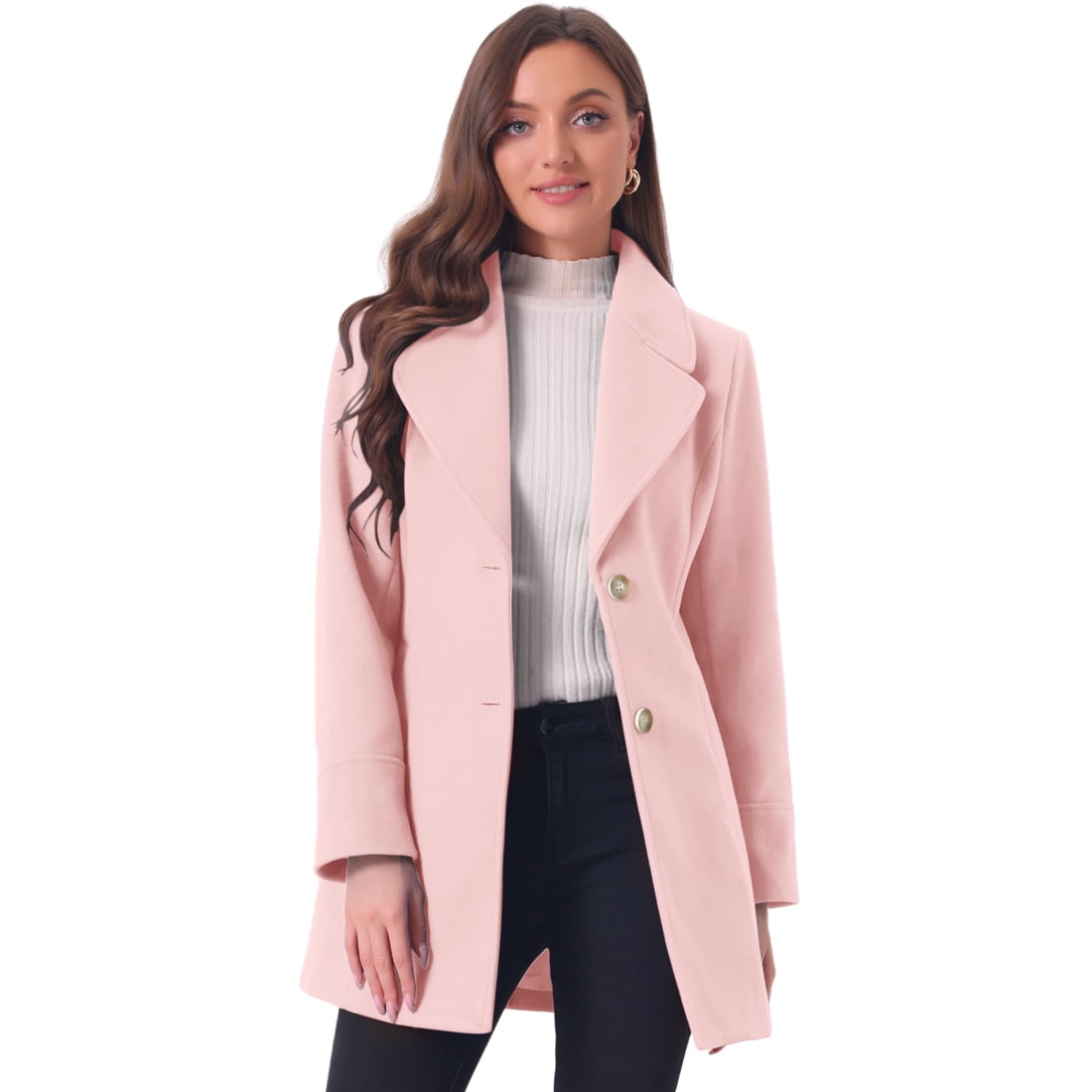 INSPIRE CHIC Manteau Long d'Hiver pour Femmes Élégant à Col Cranté