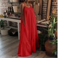 thumbnail image 3 of HONHUZH Womens Clearance Summer Dresses, Casual Solid Strap Dress Pocket Loose Backless Swing Dress, 3 of 8
