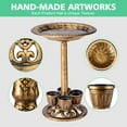 thumbnail image 3 of OBENSKY Bird Bath With 4 Planters 28" Height Pedestal Antique Outdoor Garden Decor Vintage Yard Art (Bronze), 3 of 8
