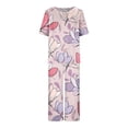 thumbnail image 7 of Women's Pajama Set Short Sleeve Pants Under $15 Casual Printed Sleeveless Round Neck Top Set, 7 of 7