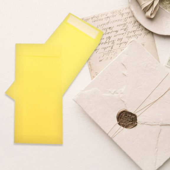 PENIKOKO 60Pcs Yellow Business Envelopes Self Seal Paper Rectangular Simple Design for Business Use Storing Coins