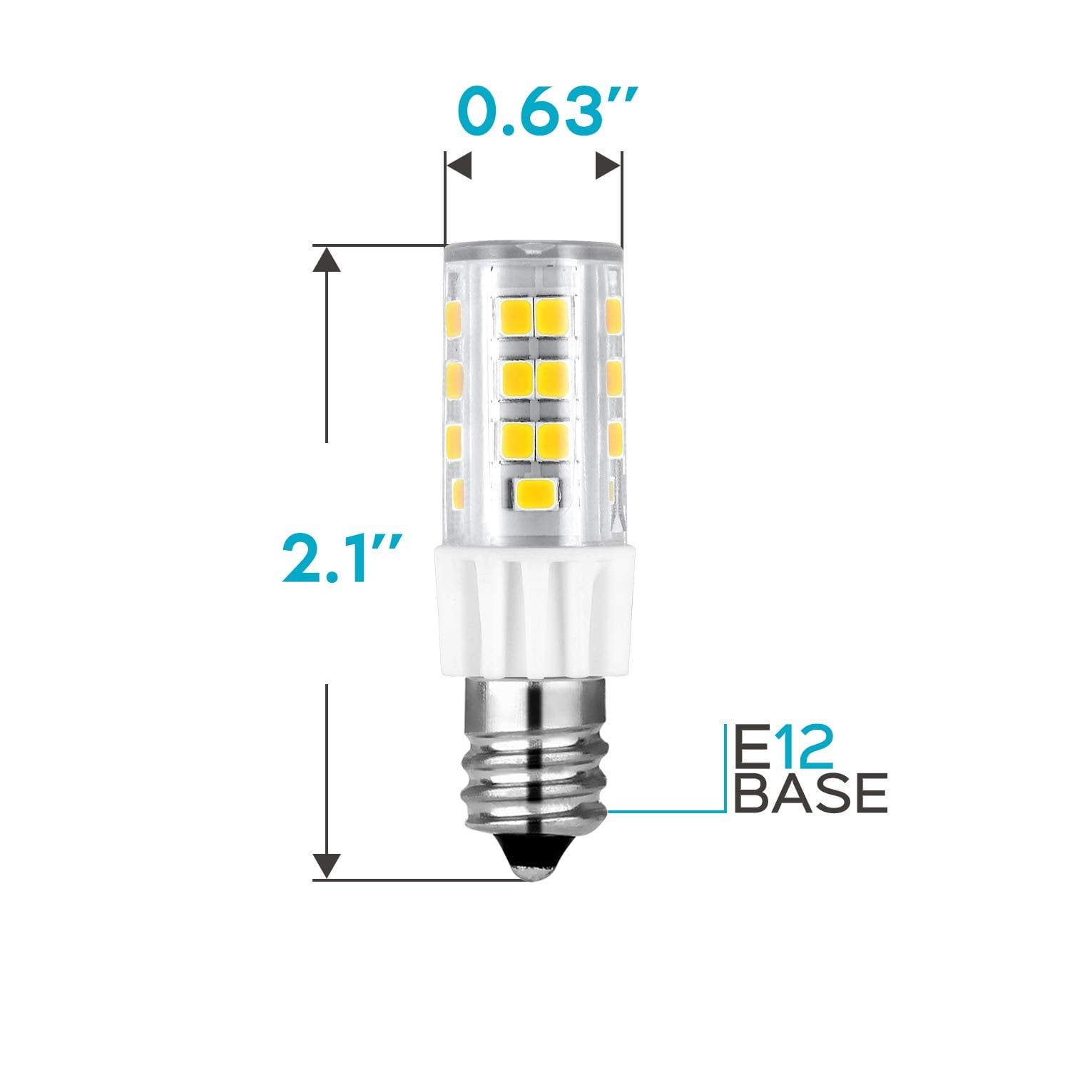 Luxrite Mini Candelabra E12 LED Bulb, T4/T3, 40W Equivalent, 5000K Bright White, Dimmable, 500 Lumens, ETL Listed 6-Pack
