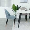 thumbnail image 3 of Set of 2 Dining Chairs with Curved Back, Linen Upholstered Chairs with Padded Seat and Metal Legs, Modern Accent Chairs for Kitchen Offices Living Rooms, Light Blue, 3 of 7