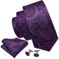 thumbnail image 2 of Juego de corbatas Barry.Wang de seda con diseño de cachemir, 150 cm, color morado, 2 of 8