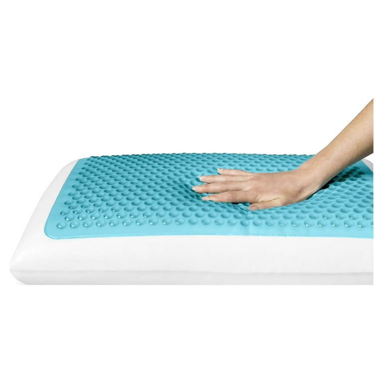 Comfort Revolution Originals Blue Bubble Gel + Memory Foam Cooling Bed  Pillow, Queen Size