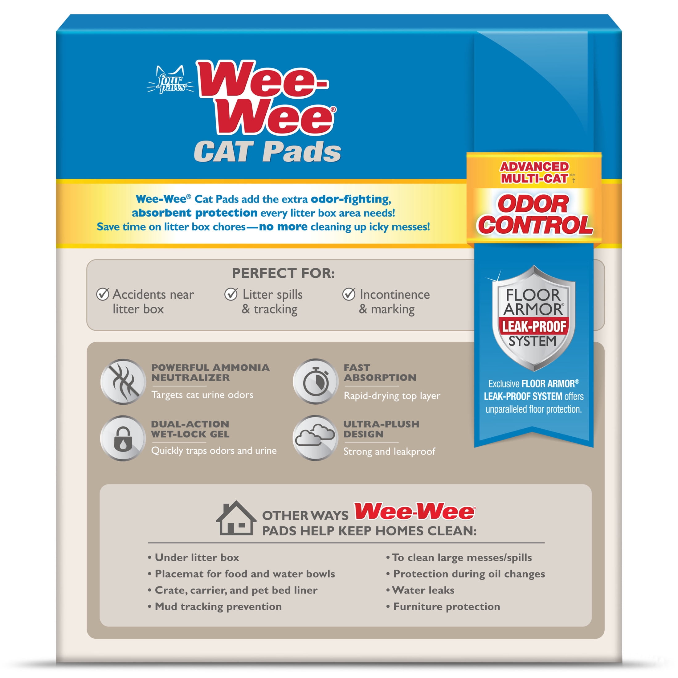 Four Paws Wee-Wee Cat Pads Unscented 28" x 30" (10 Count)