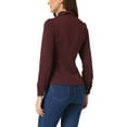 thumbnail image 3 of INSPIRE CHIC Women Houndstooth Print Choker Neck Puff Long Sleeve Elegant Casual Blouse Top XS Dark Red, 3 of 6