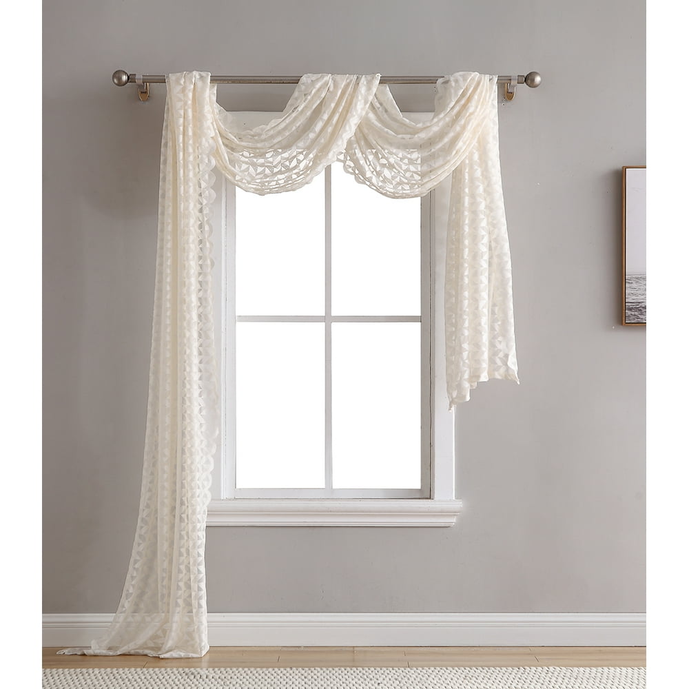 HLC.ME Herringbone Lace Sheer Window Curtain Scarf Valance 40" W x