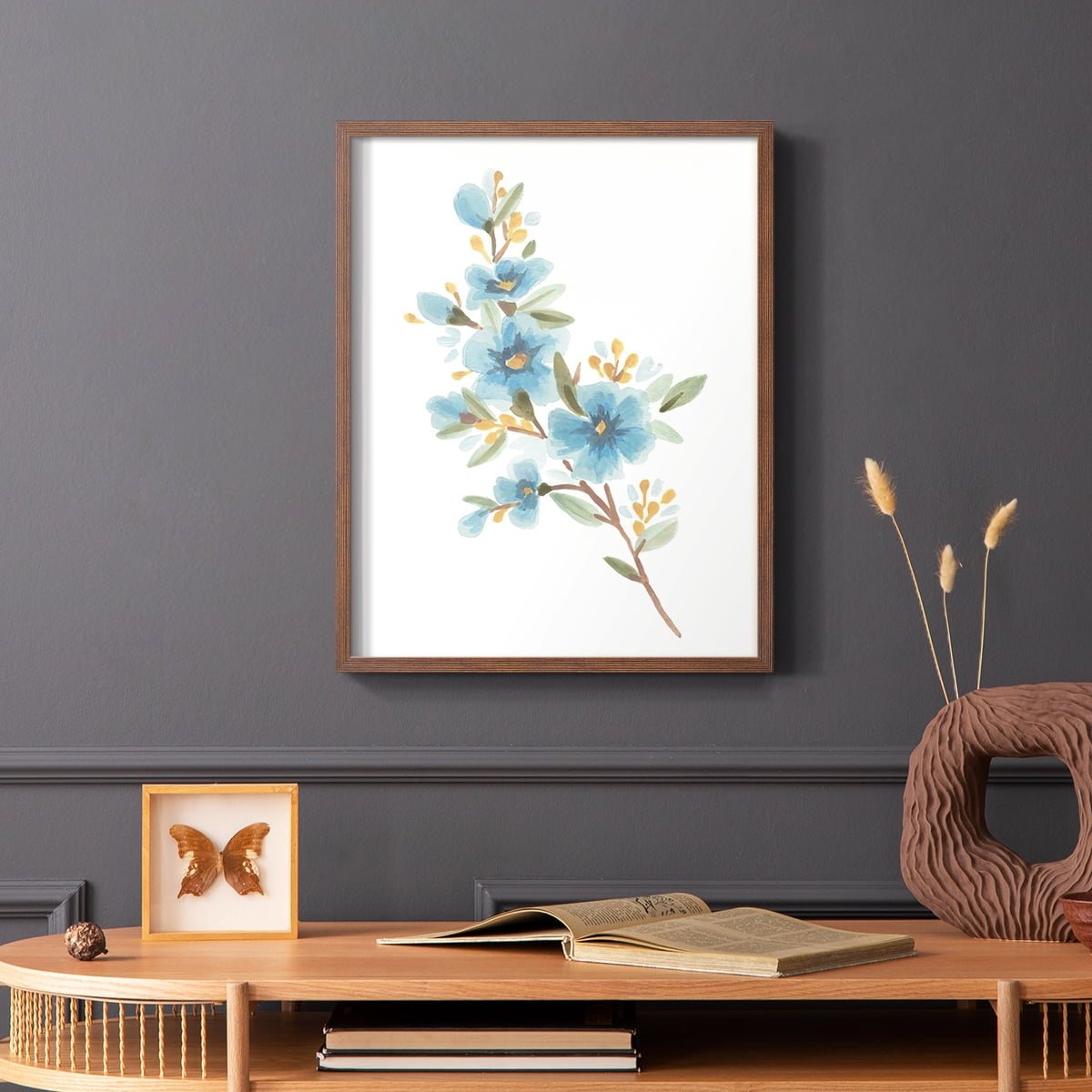 Wildflower Sprig I Framed Print - Solid Wood in Single Picture Frame Solid Wood 2 Framed Print