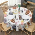 thumbnail image 3 of Colorful Rugby Game Items Pattern Round Tablecloth 60"x60",Wrinkle Wipeable Table Cloth for Kitchen Dining Room Picnic Patio Party, 3 of 6