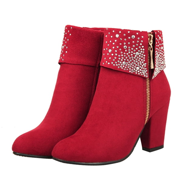EeaseMX 1 par de delicadas botas de tacón para otoño e invierno para mujer, botines cortos para boda