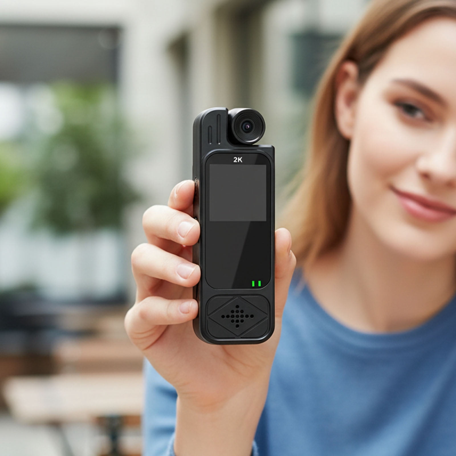 HUISZJ 2K Portable Camcorder, Body Camera with Audio, Video Recording Wearable Body Cam with 180 Rotating Lens for Traveling Cycling Vlogging